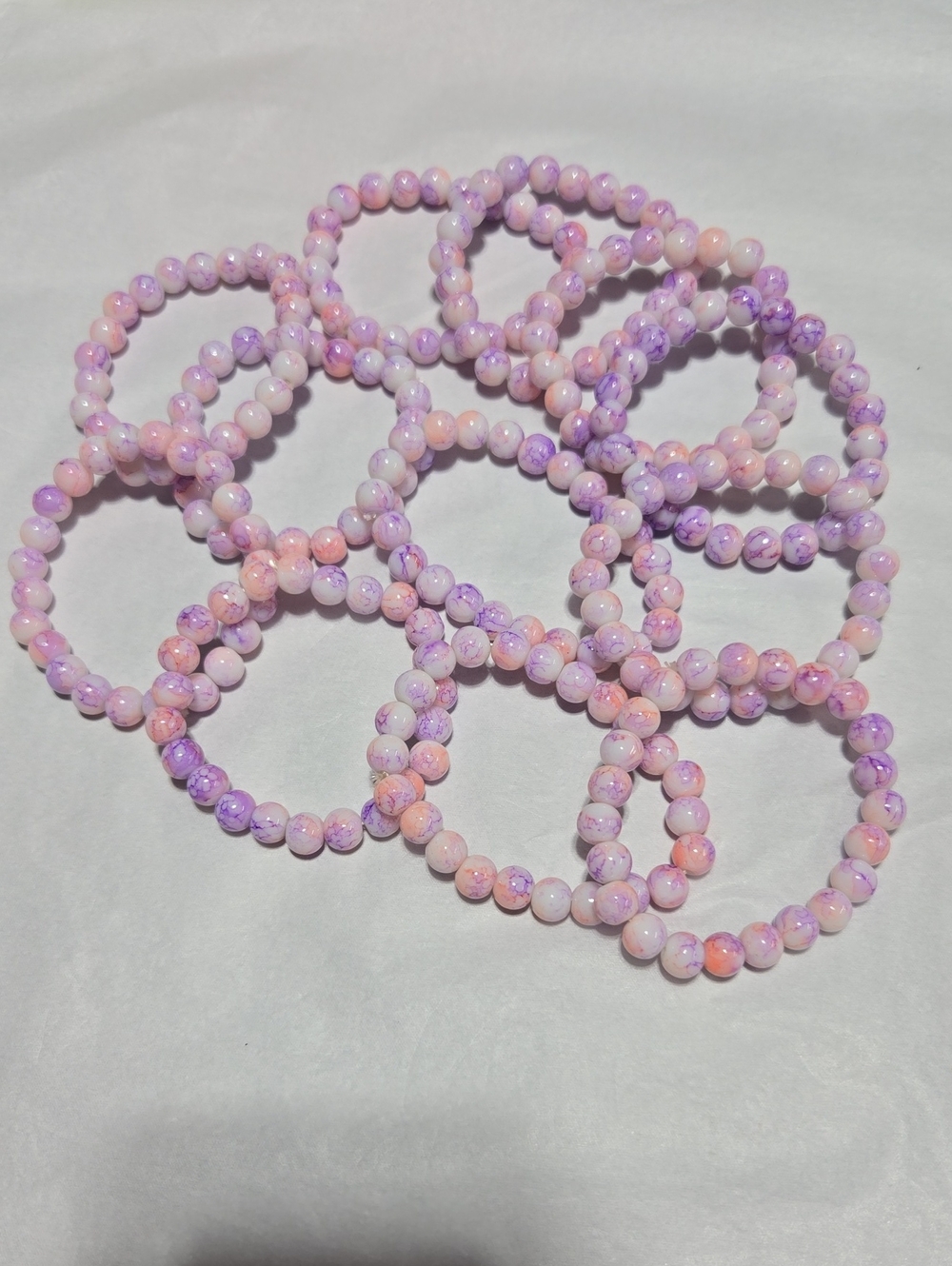 8mm- Pastel Pink & Purple Beaded Stretch Bracelet - Women Jewelry- For 1